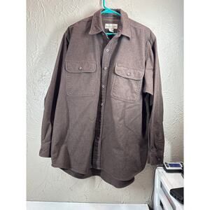 Moose Creek Heavy Button‎ Down Long Sleeve Flannel Shirt Brown Size Large
